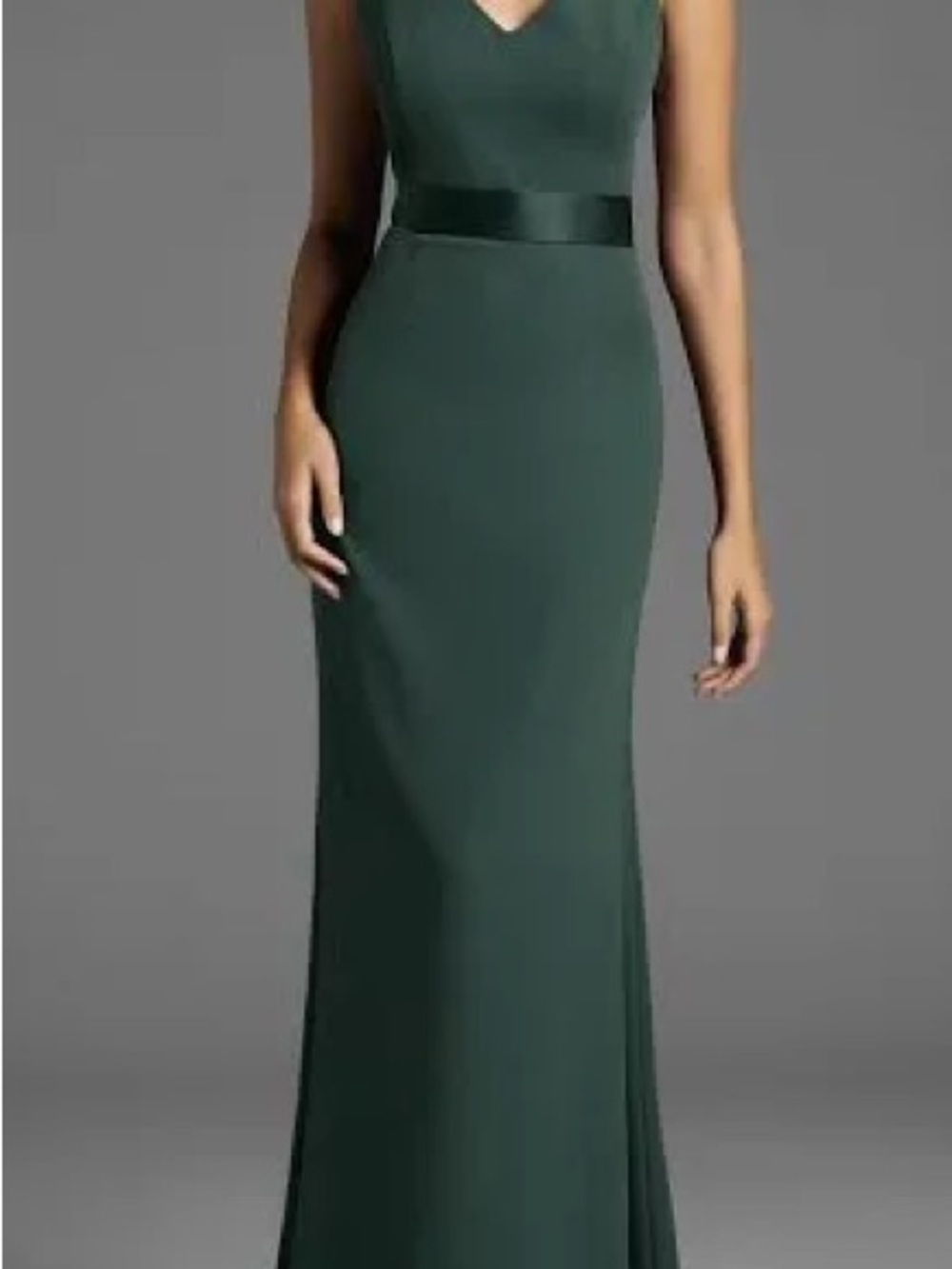 White by Vera Wang V-Neck Crepe Dress in Forest